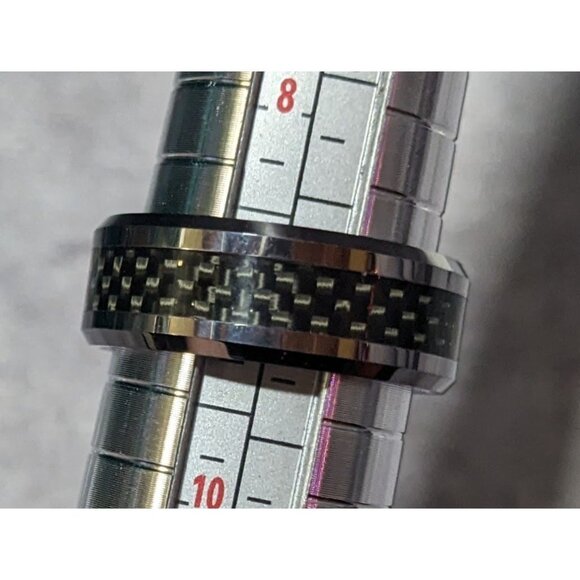 JFSG Tungsten Carbide Carbon Fiber Inlay Men's Wedding Ring 8mm Size 9 - Picture 10 of 10